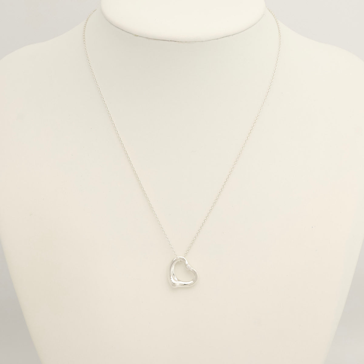 TIFFANY&Co. オープンハート 16mm 2P ダイヤモンド エルサペレッティ ネックレス AG925