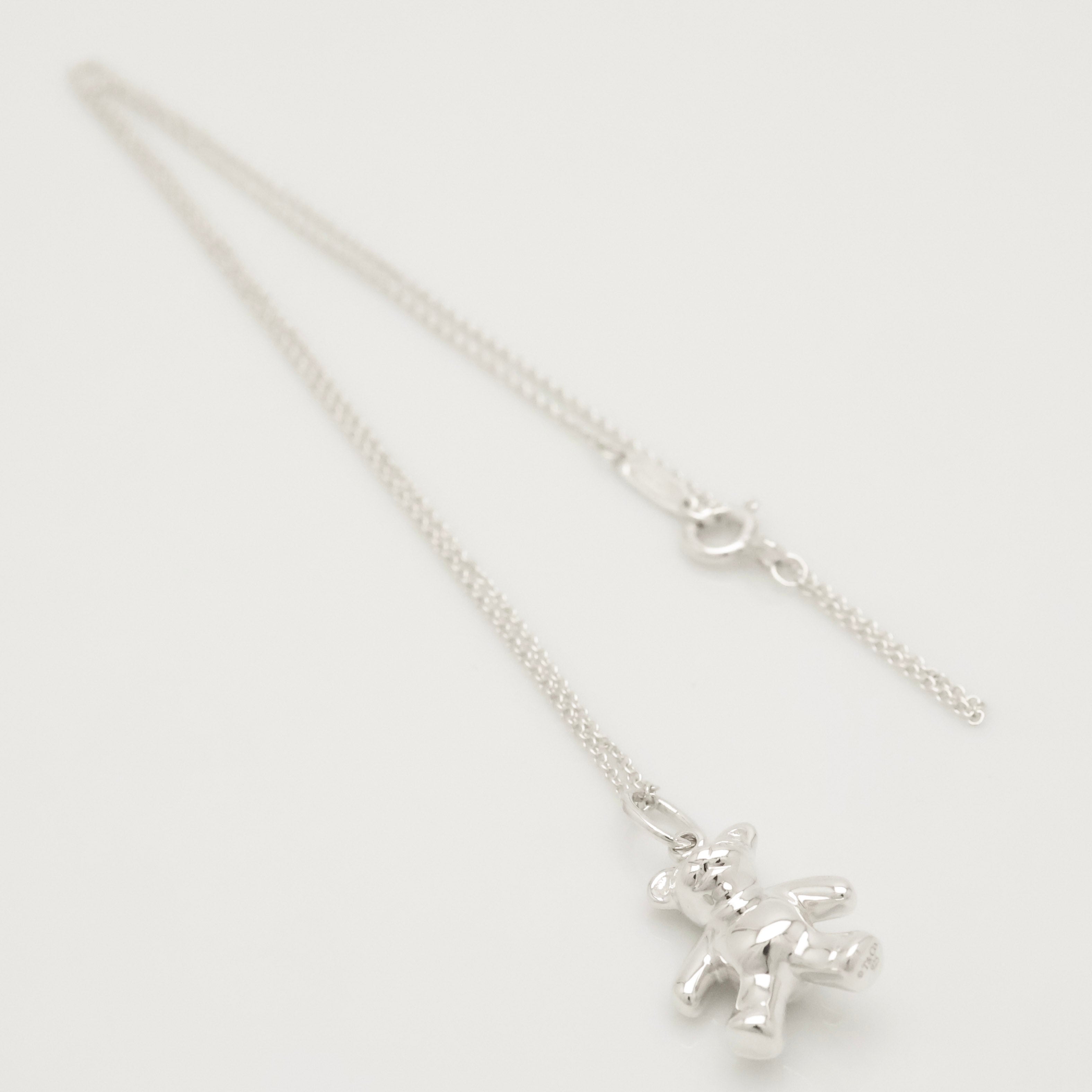 Tiffany & Co. Teddy Bear Pendant Necklace Sterling Silver 925 