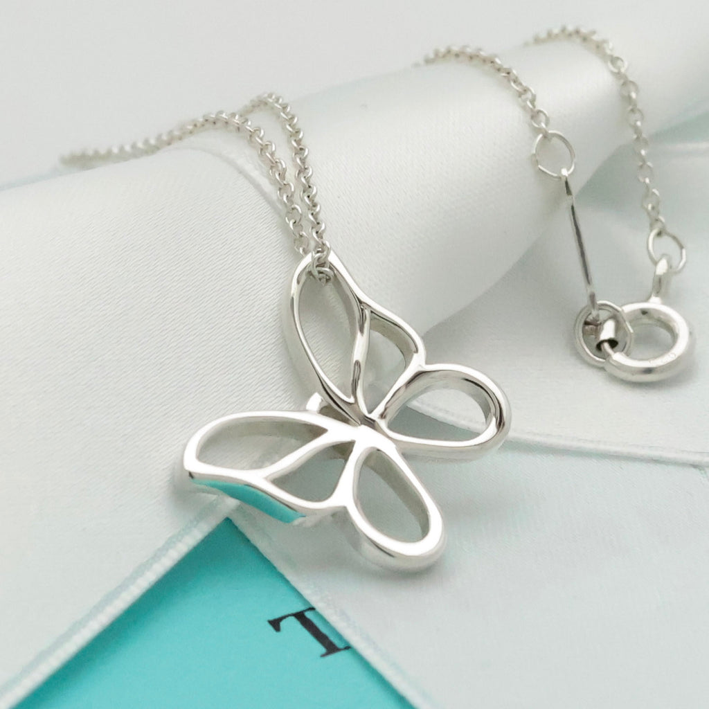 Tiffany & Co. Large Butterfly Necklace Pendant  Sterling Silver 925
