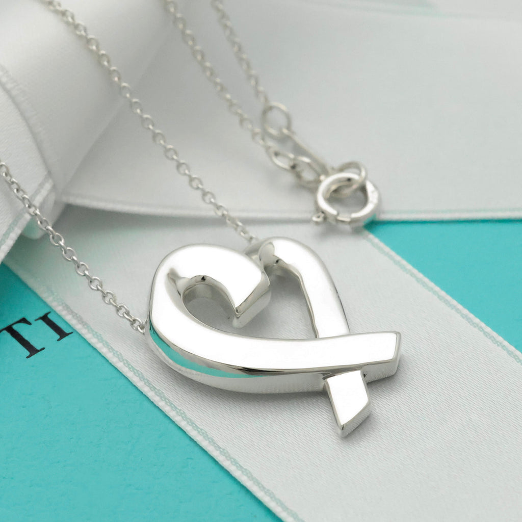 Tiffany & Co. Loving Heart Pendant Necklace Sterling Silver 925 