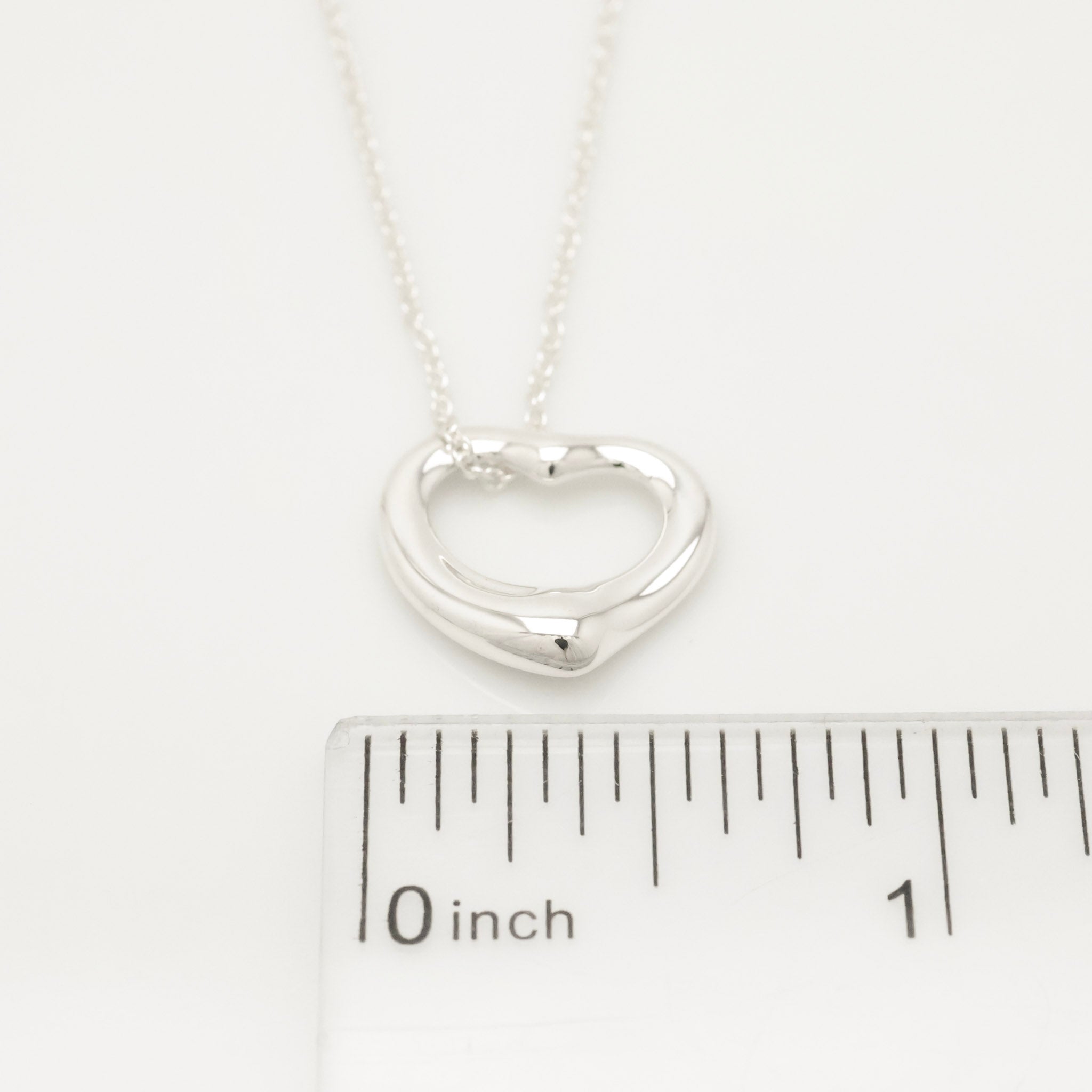 Tiffany & Co. Open Heart Pendant Necklace Sterling Silver 925