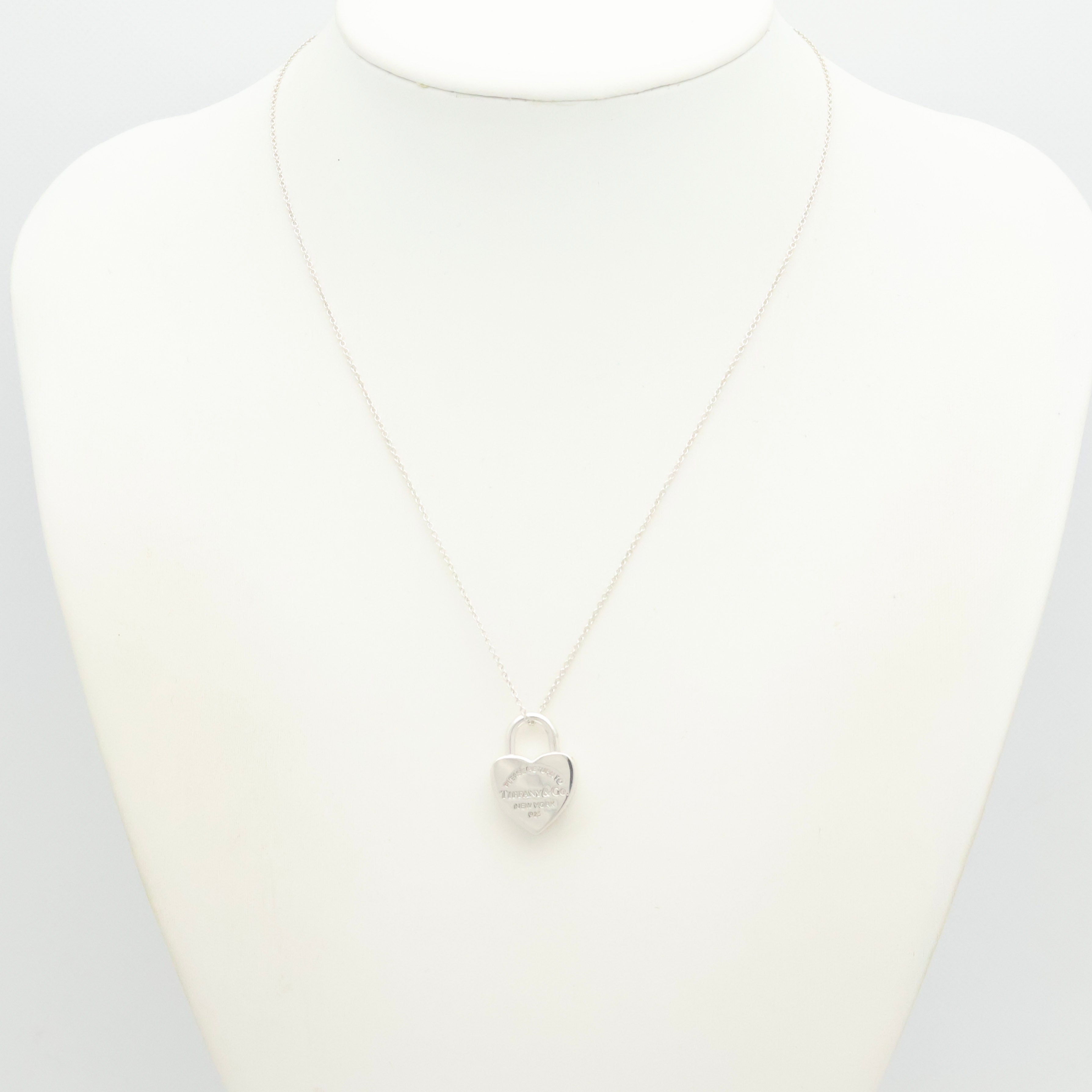 Tiffany & Co. Return to Heart Lock Padlock Necklace Sterling Silver 925