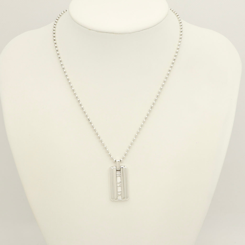 Tiffany & Co. Atlas Dog Tag Plate Ball Chain Necklace Sterling Silver 925