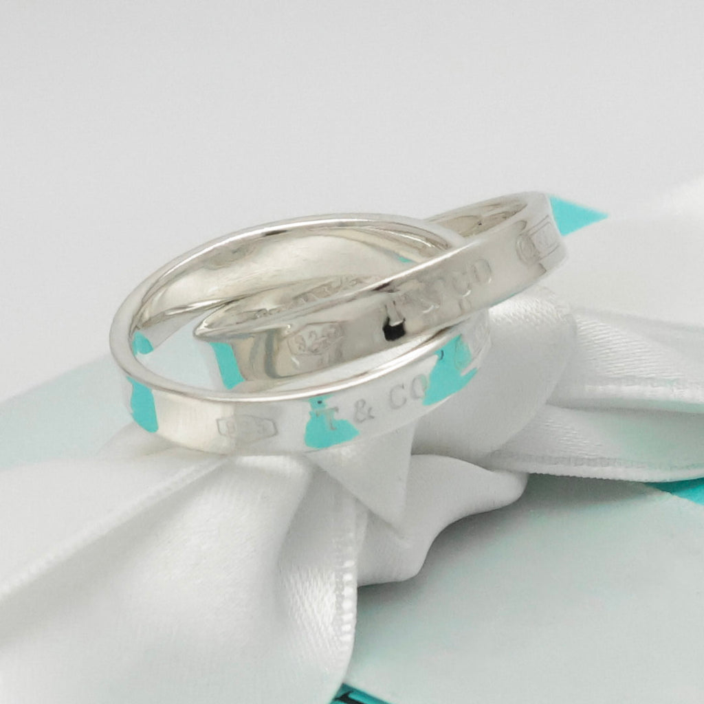 Tiffany & Co. 1837 Interlocking Circles Double Ring  Sterling Silver 925