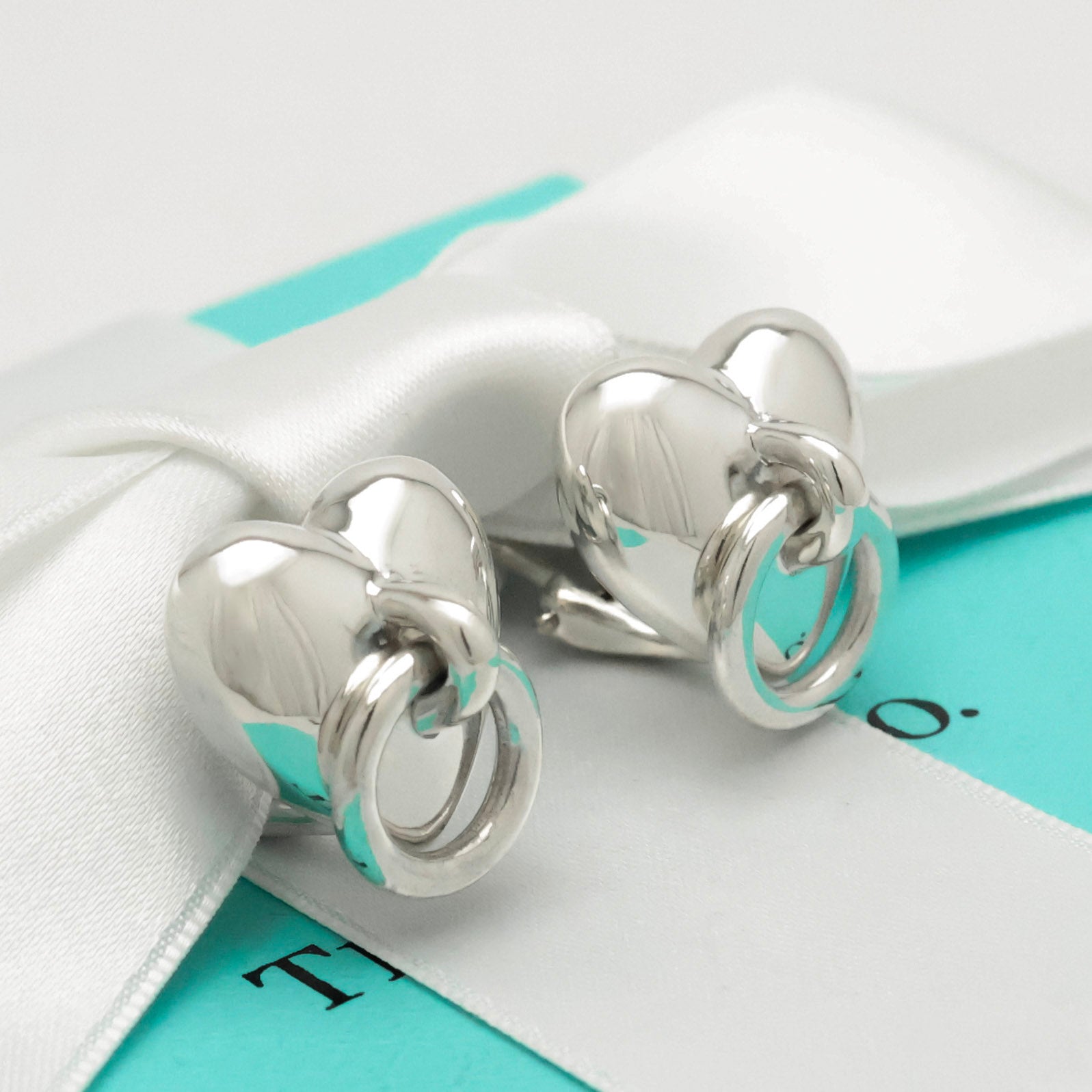 Tiffany & Co. Heart Door Knocker Clip-On Earrings Sterling Silver 925