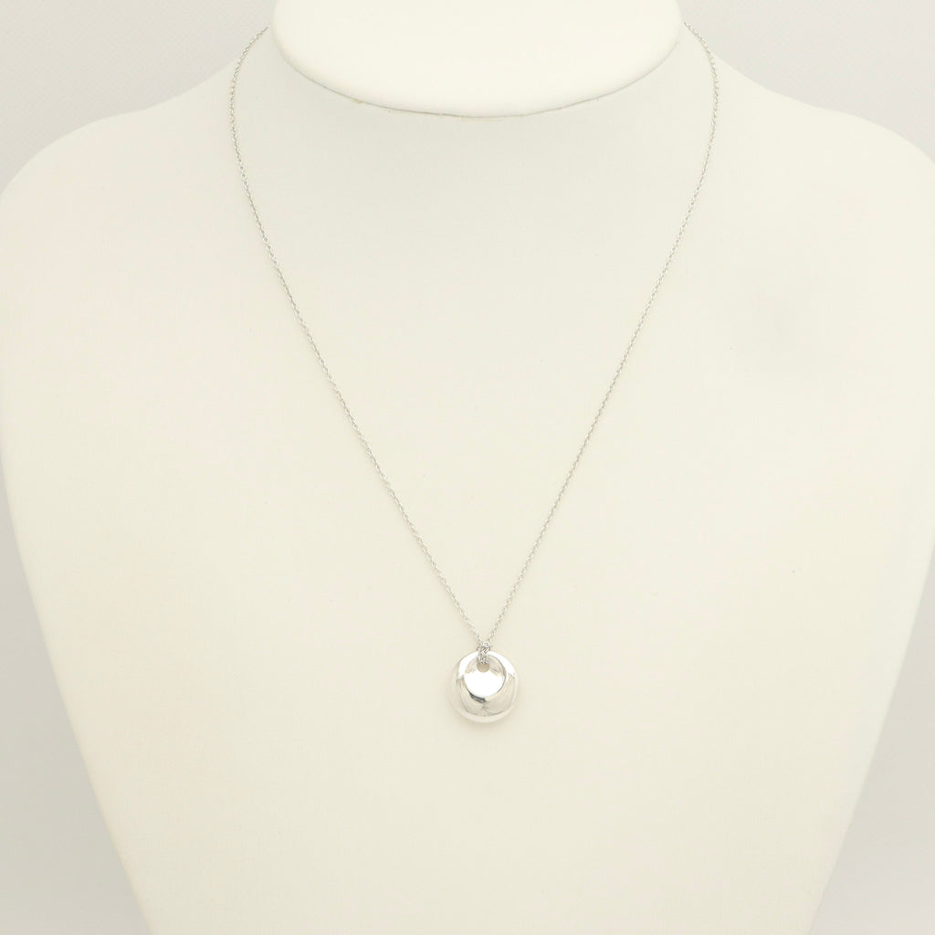 Tiffany & Co. Small Round Circle Disc Necklace Pendant Sterling Silver 925