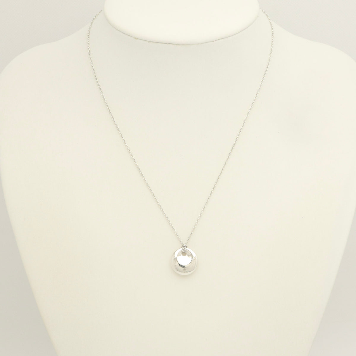 Tiffany & Co. Small Round Circle Disc Necklace Pendant Sterling Silver 925