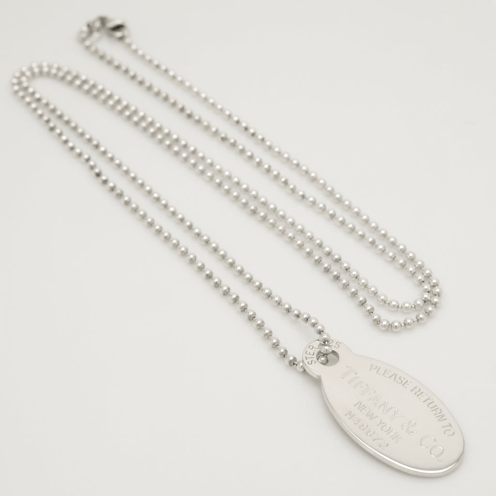 TIFFANY&Co.リターントゥ ティファニー オーバル タグ ボール チェーン ネックレス AG925