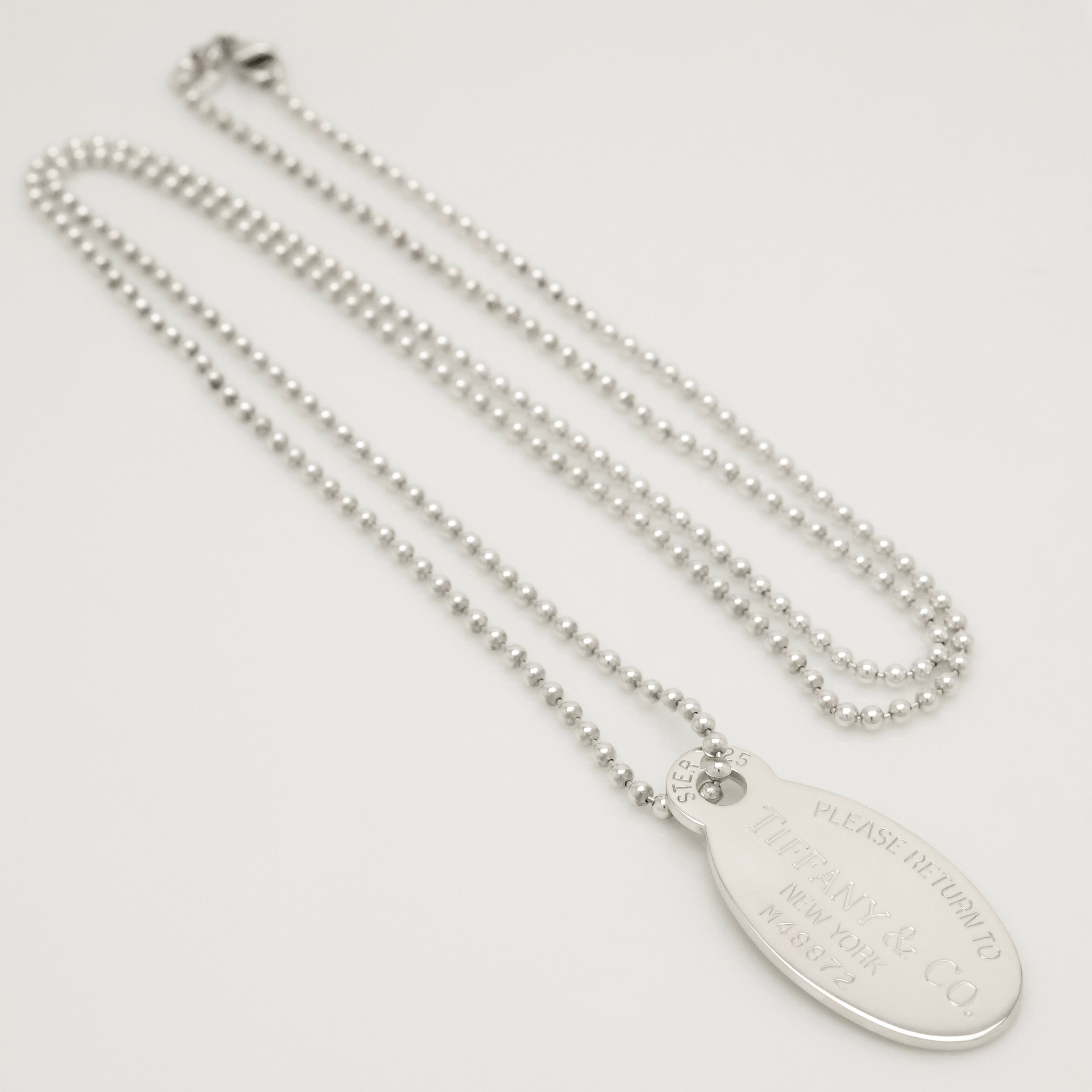 TIFFANY&Co.リターントゥ ティファニー オーバル タグ ボール チェーン ネックレス AG925