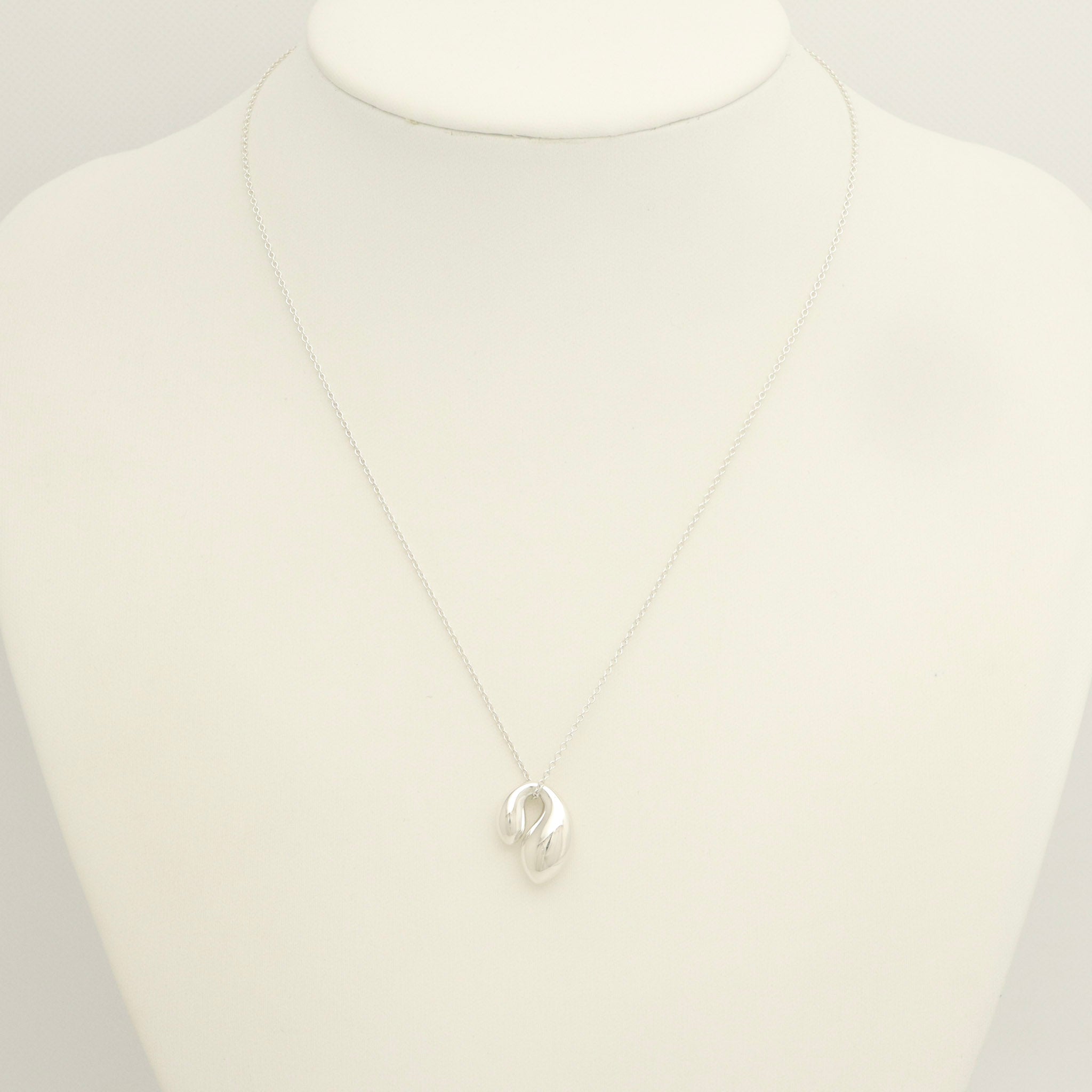 Tiffany & Co. Elsa Peretti Sterling Silver Double Teardrop Pendant Necklace Sterling Silver 925