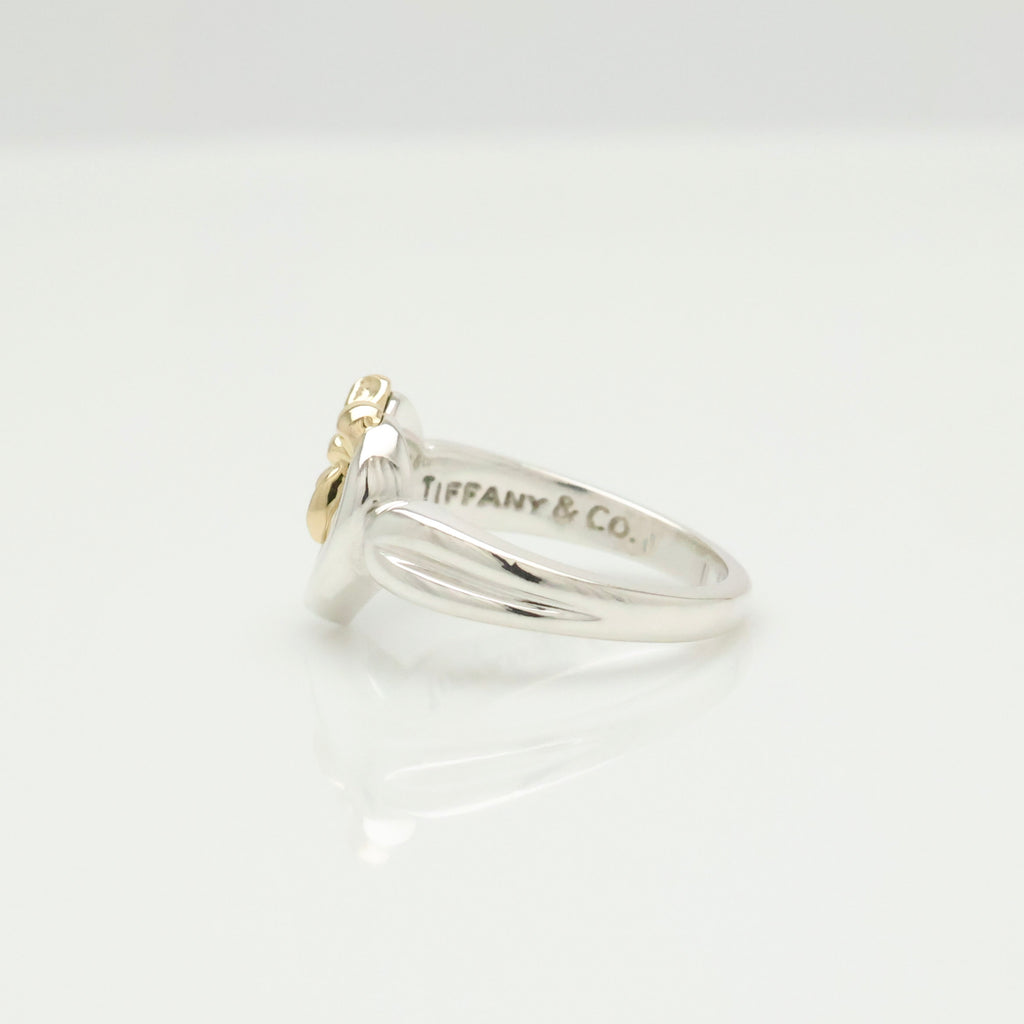 TIFFANY&Co. ハート リボン コンビ イエローゴールド リング 7 号 AG925 AU750