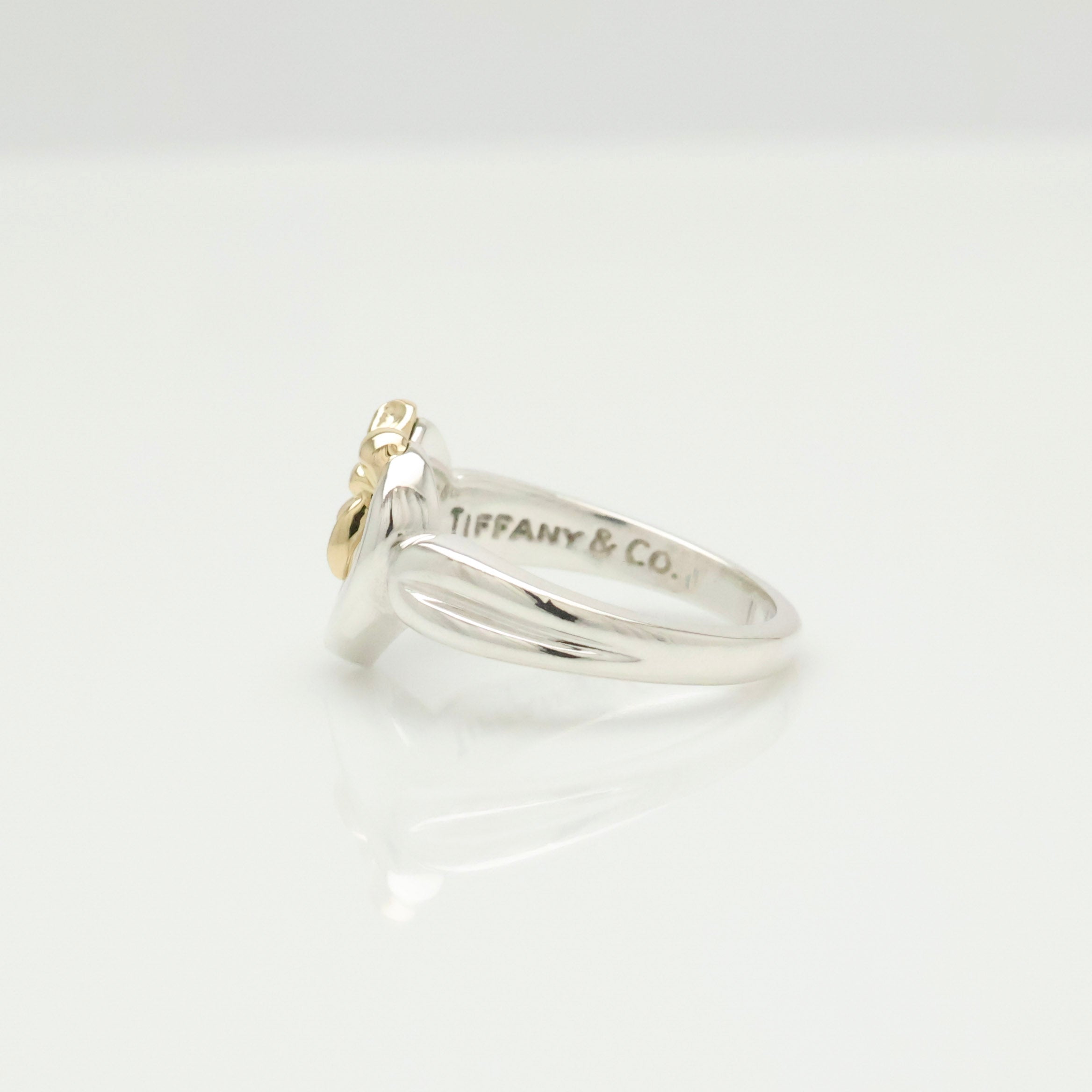 TIFFANY&Co. ハート リボン コンビ イエローゴールド リング 7 号 AG925 AU750