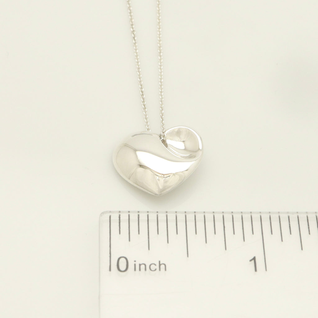Tiffany & Co. Puff Heart Dangle Pendant Necklace Sterling Silver 925
