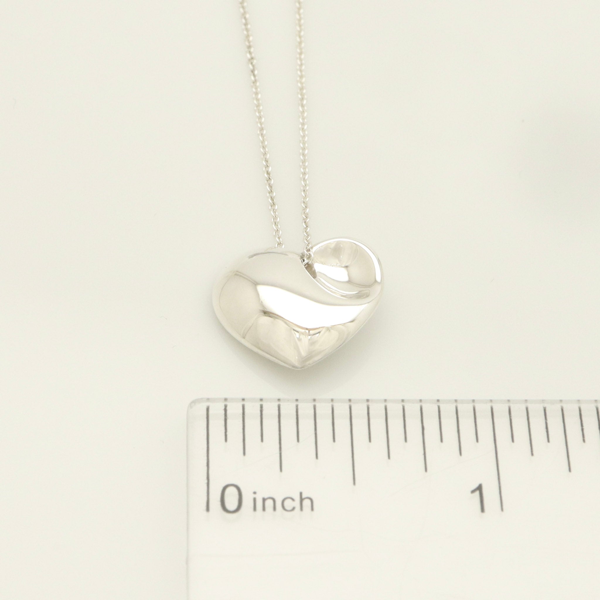 Tiffany & Co. Puff Heart Dangle Pendant Necklace Sterling Silver 925