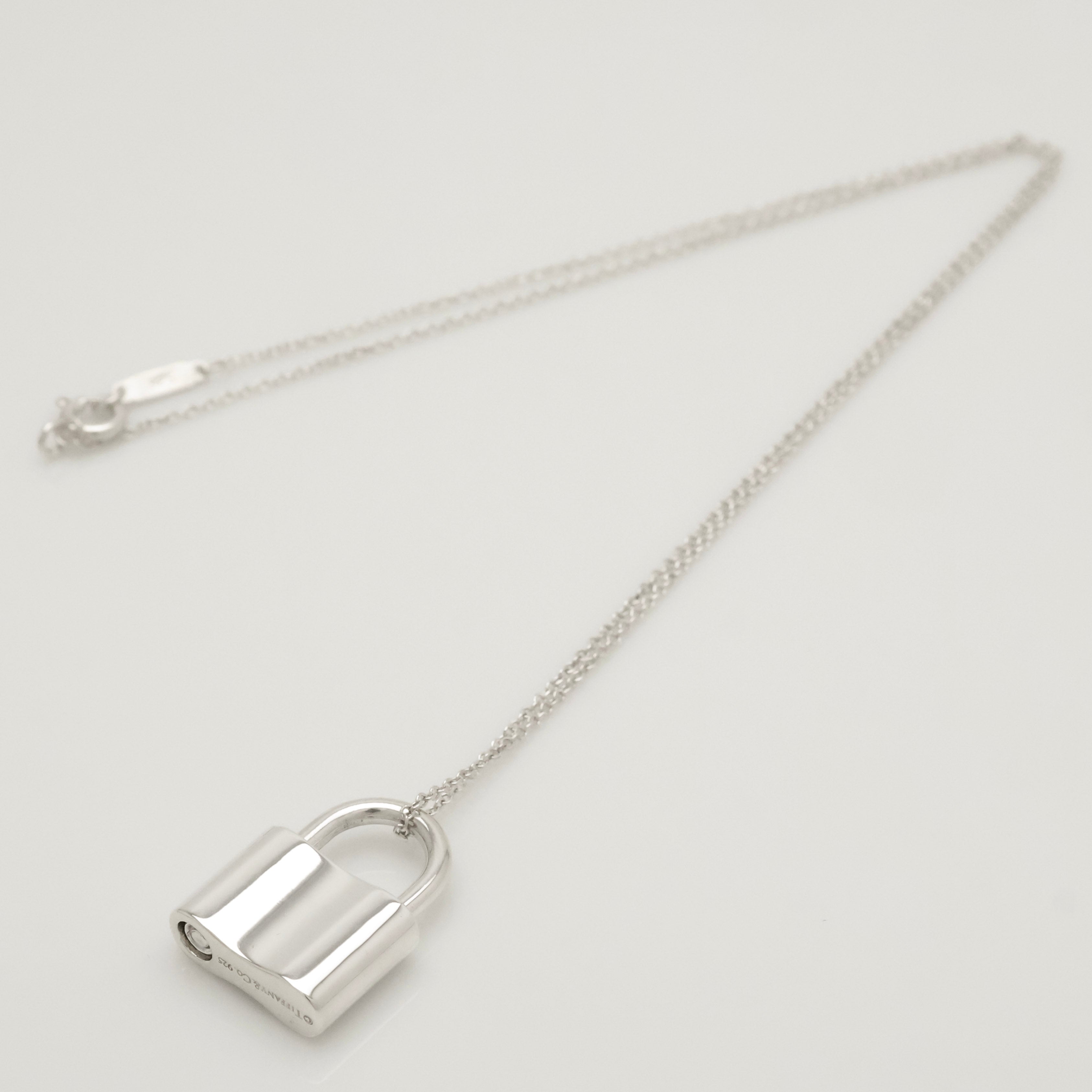 Tiffany & Co 1837 Padlock Necklace Pendant Sterling Silver 925 Chain