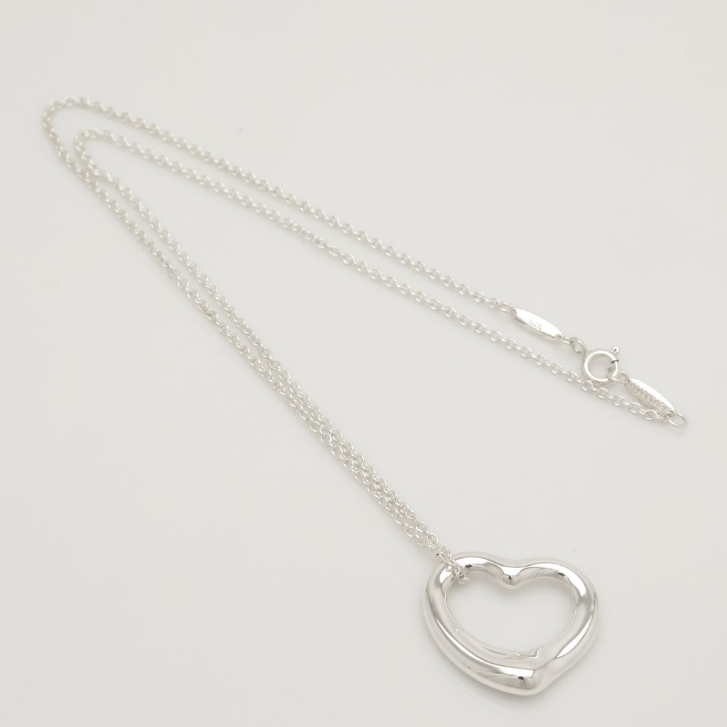 Tiffany & Co. Open Heart Pendant Necklace Sterling Silver 925