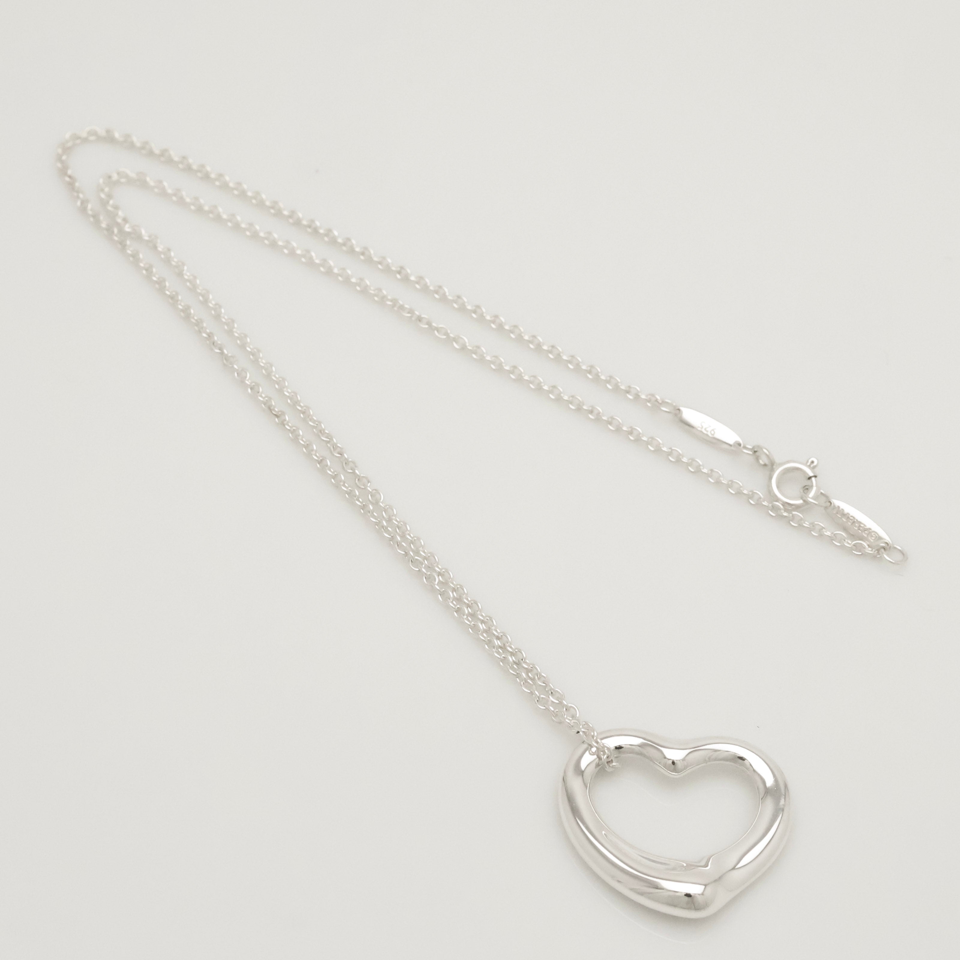 Tiffany & Co. Open Heart Pendant Necklace Sterling Silver 925