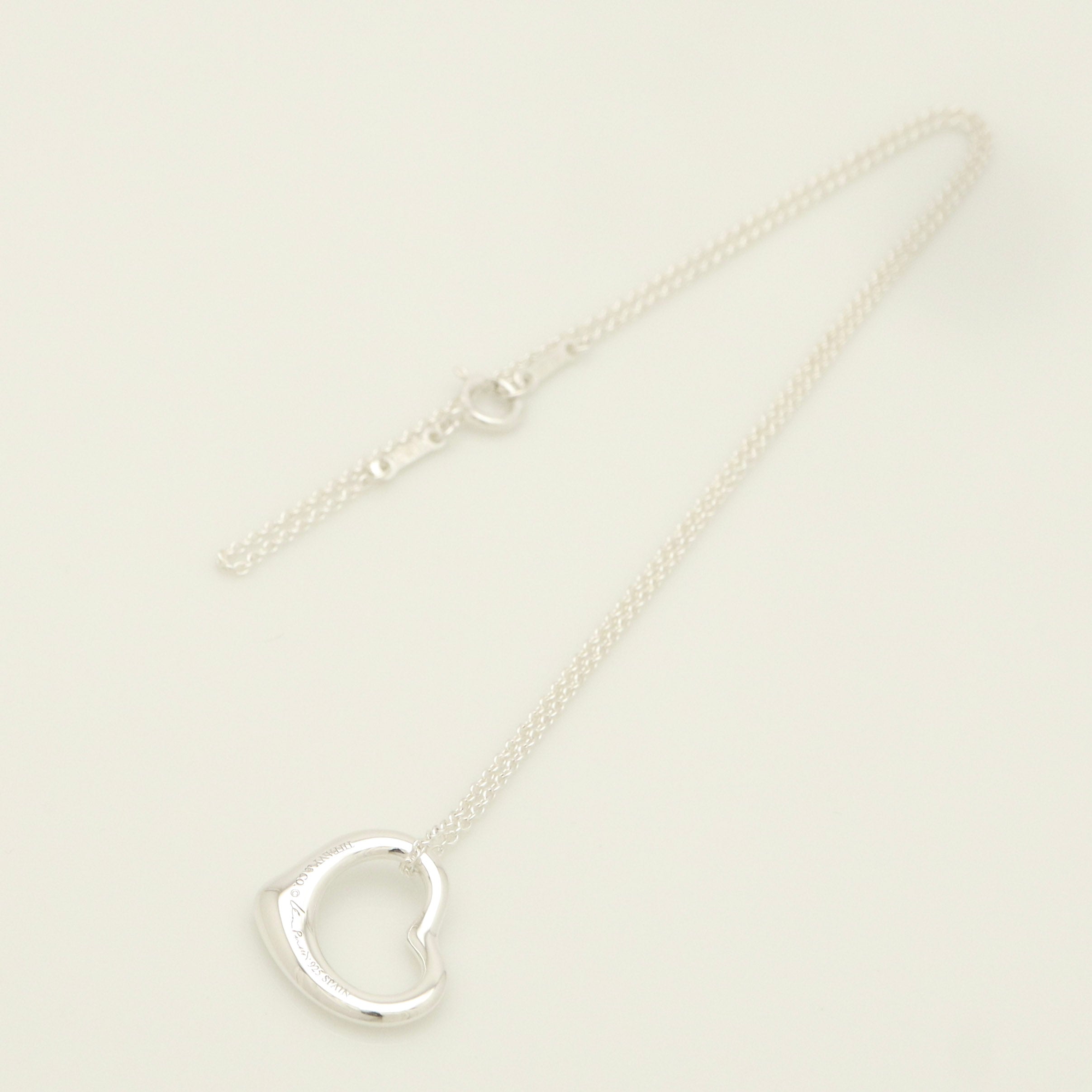 Tiffany & Co. Open Heart Pendant Necklace Sterling Silver 925