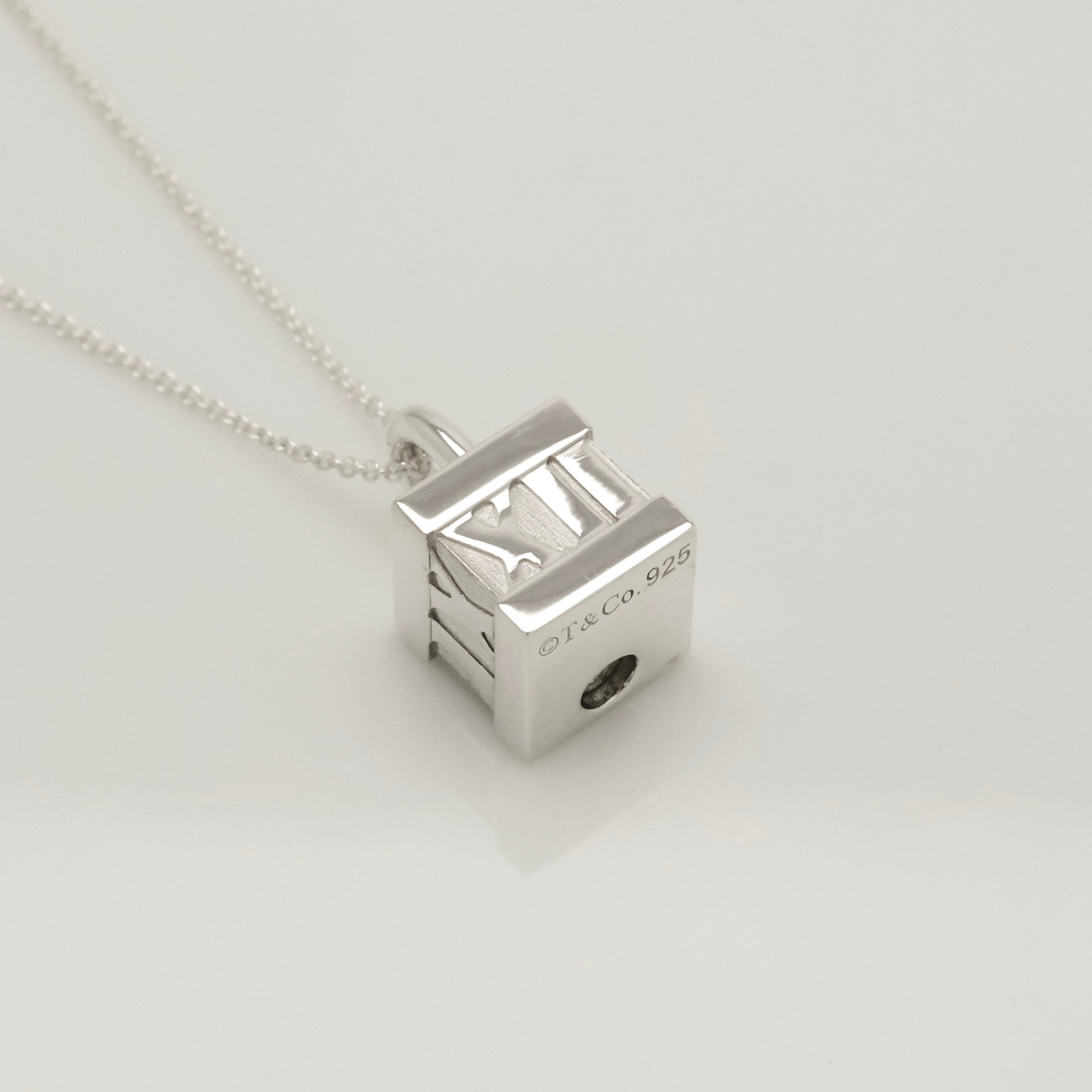Tiffany & Co. Atlas Cube Lock Padlock Necklace Pendant Sterling Silver 925 