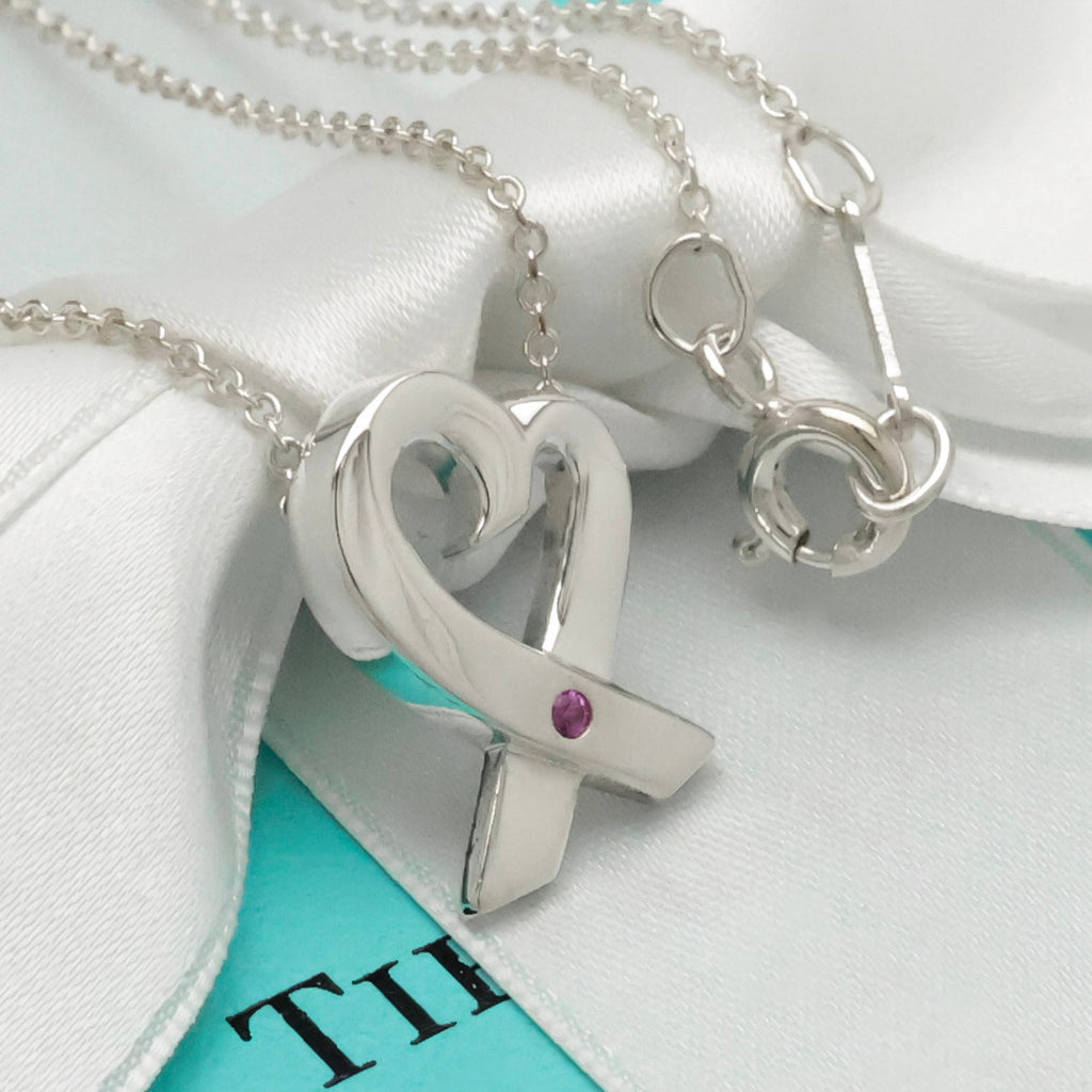 TIFFANY&Co. ラビング ハート 1P ピンクサファイア パロマピカソ ネックレス AG925