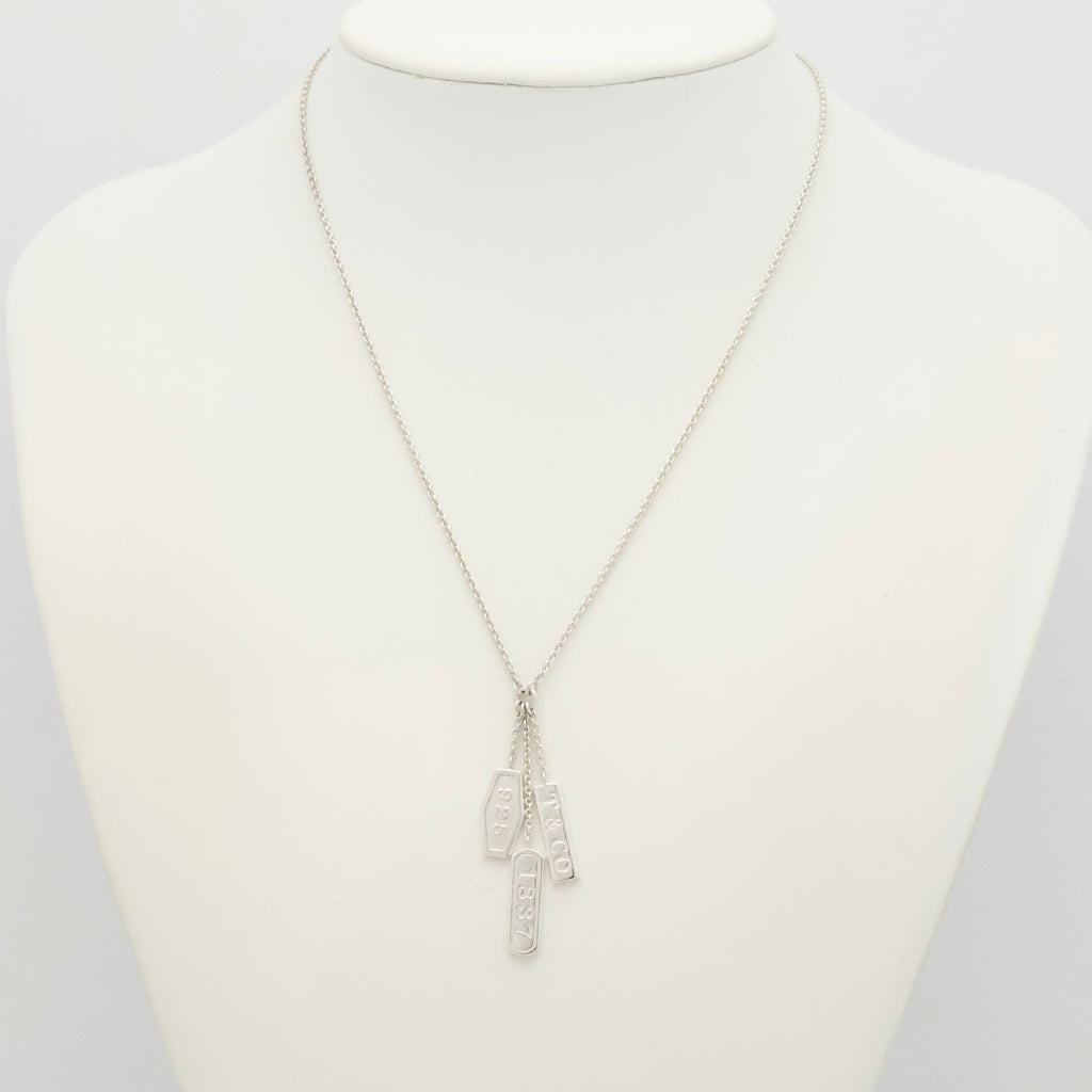 Tiffany & Co. 1837 Elements Three Bar Drop Necklace Sterling Silver 925