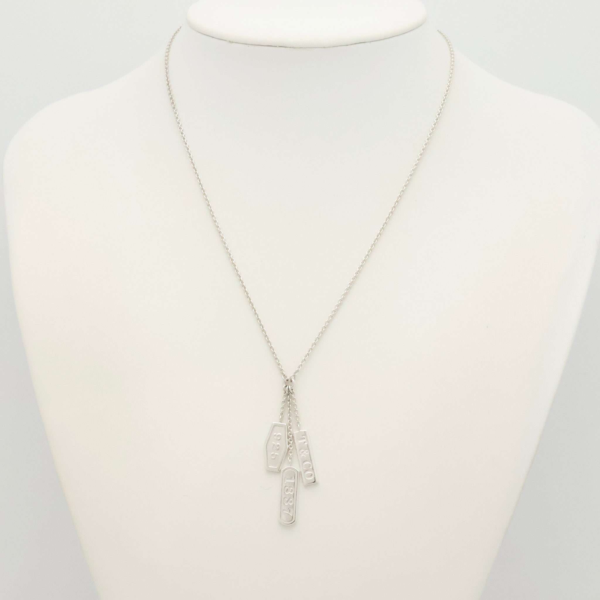 Tiffany & Co. 1837 Elements Three Bar Drop Necklace Sterling Silver 925