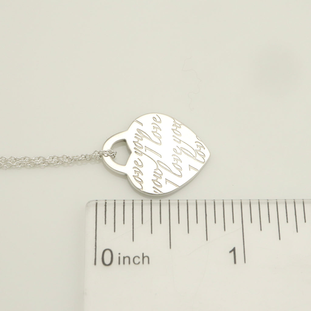 Tiffany & Co. Notes I LOVE YOU Heart Pendant Necklace Sterling Silver 925