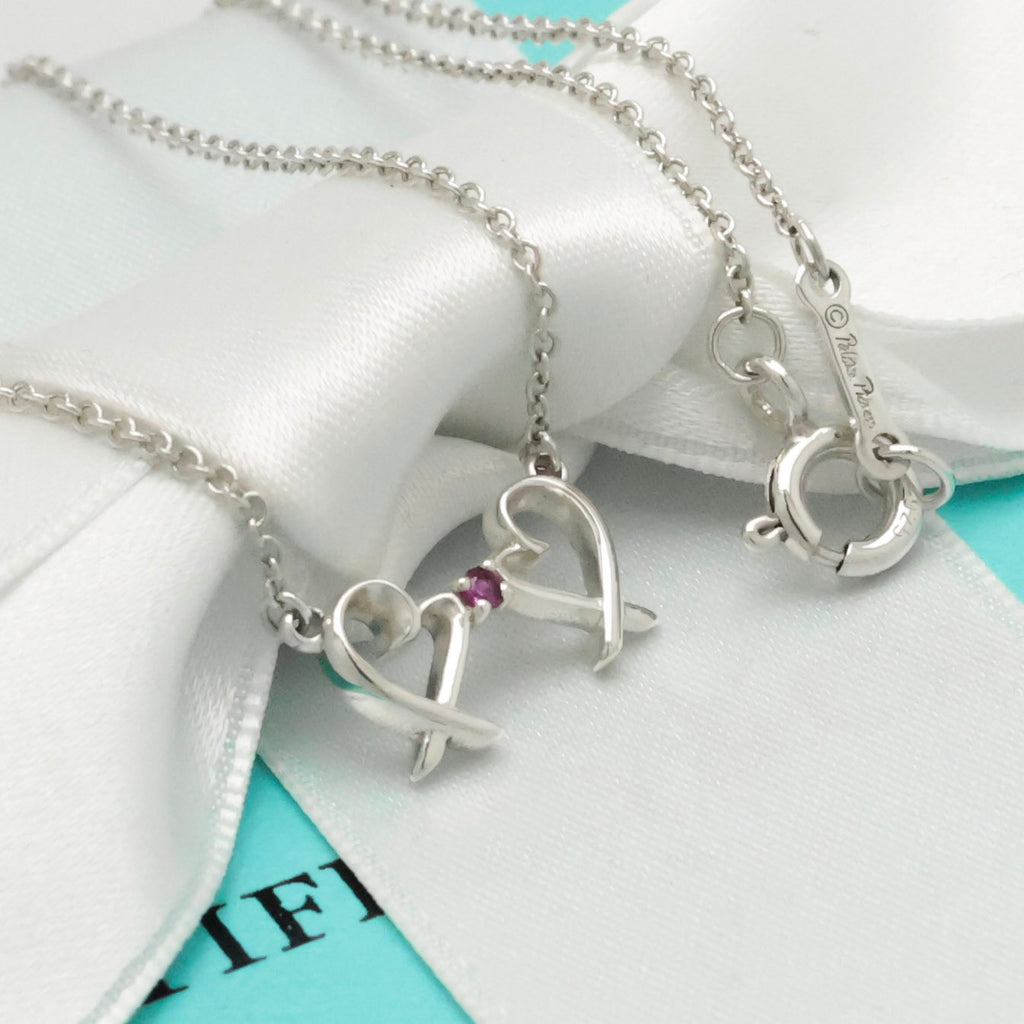TIFFANY&Co. ダブル ラビング ハート 1P ピンクサファイア パロマピカソ ネックレス AG925