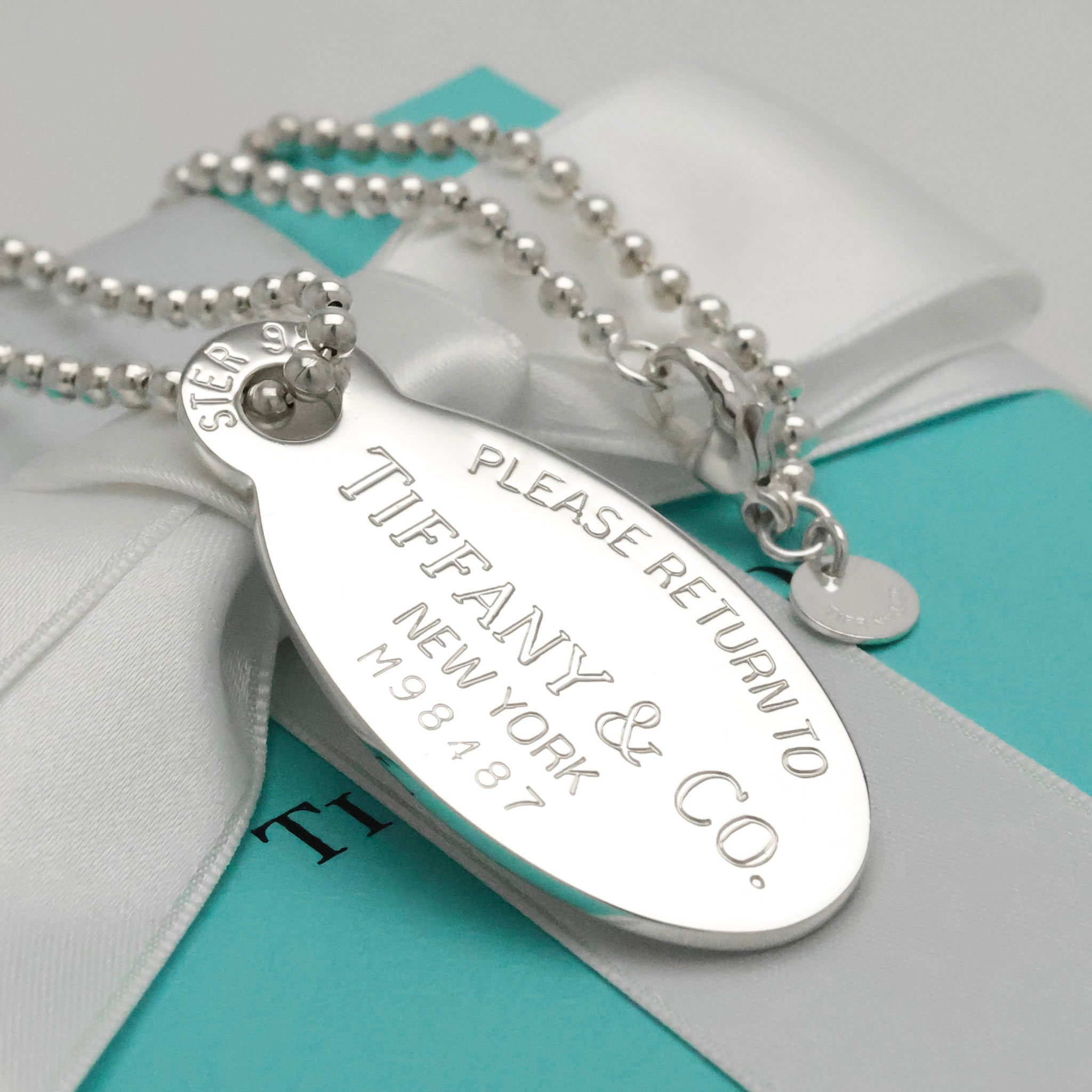TIFFANY&Co.リターントゥ ティファニー オーバル タグ ボール チェーン ネックレス AG925