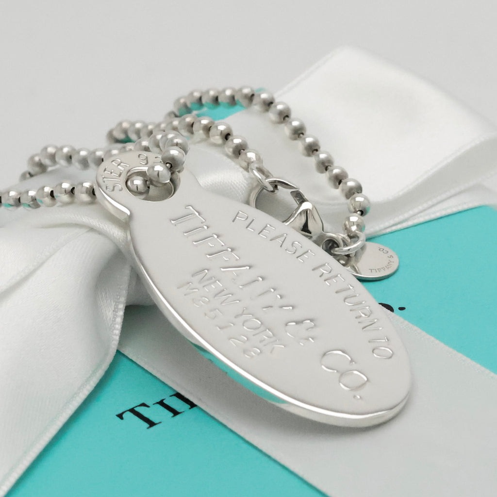 TIFFANY&Co.リターントゥ ティファニー オーバル タグ ボール チェーン ネックレス AG925