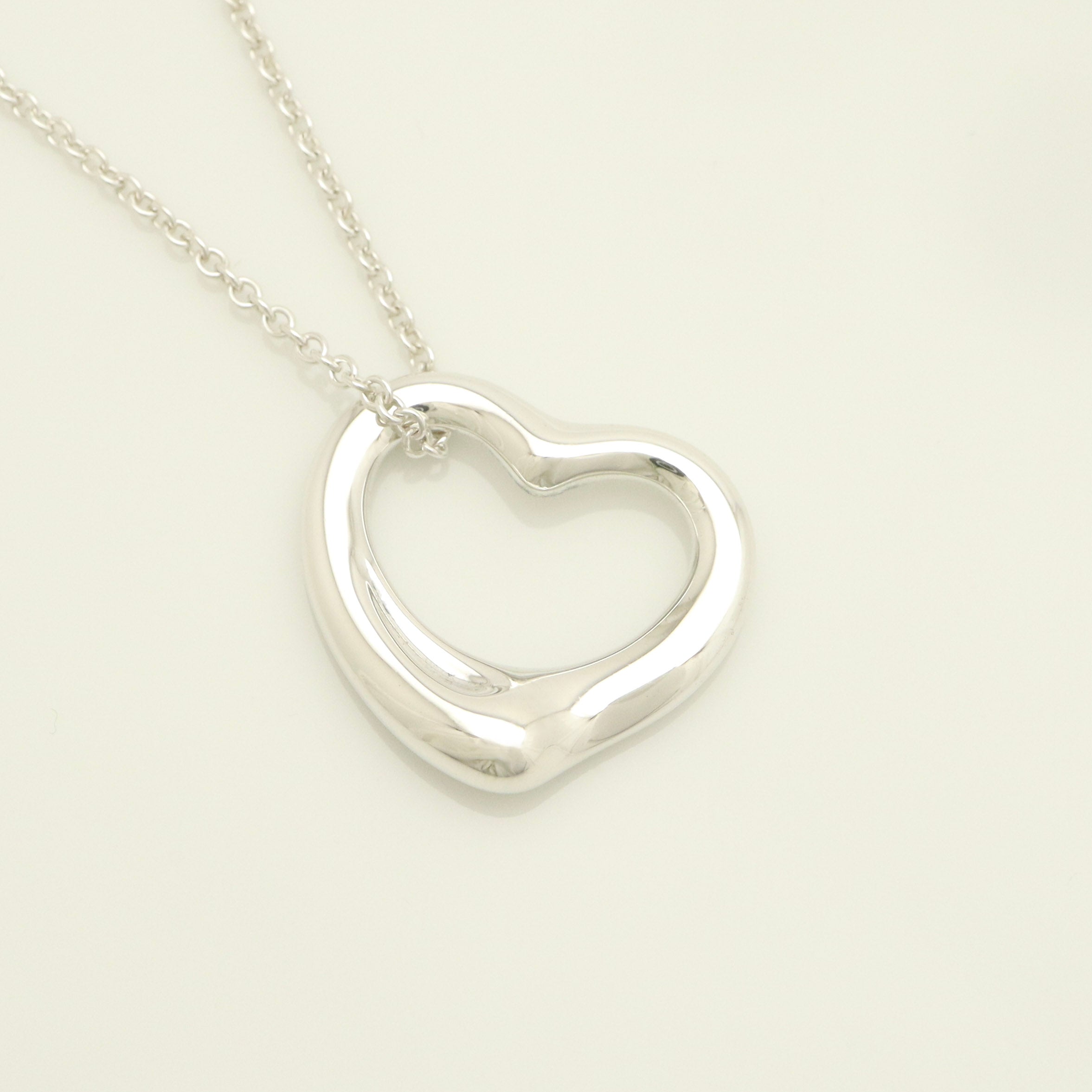 Tiffany & Co. Open Heart Pendant Necklace Sterling Silver 925