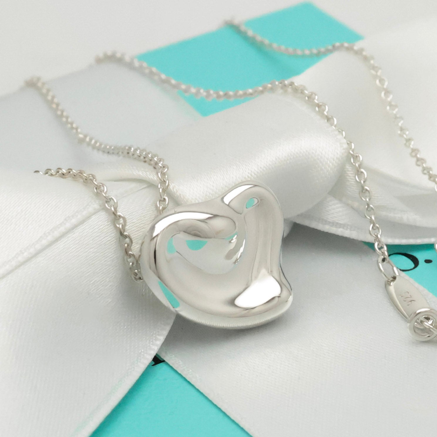  Tiffany & Co. Full Heart Pendant Necklace Sterling Silver 925