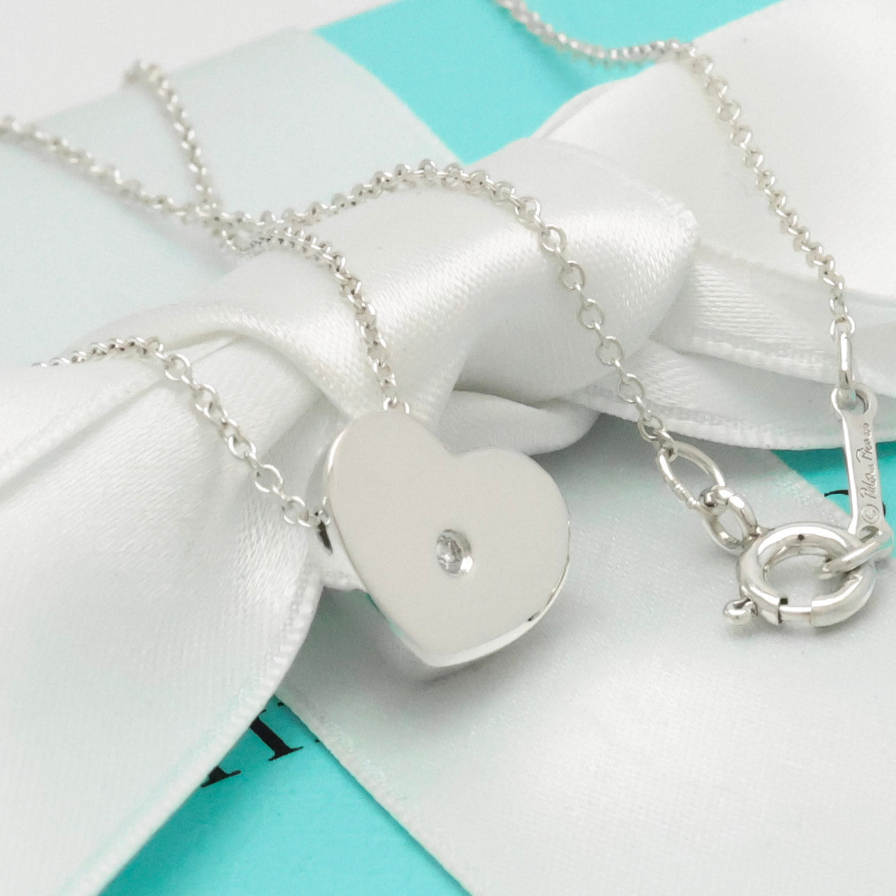   Tiffany & Co. Modern Heart 1P Diamond Necklace Sterling Silver 925