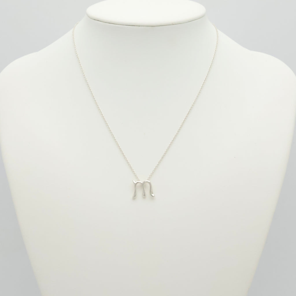 Tiffany & Co. Initial Letter "M" Necklace Pendant Sterling Silver 925