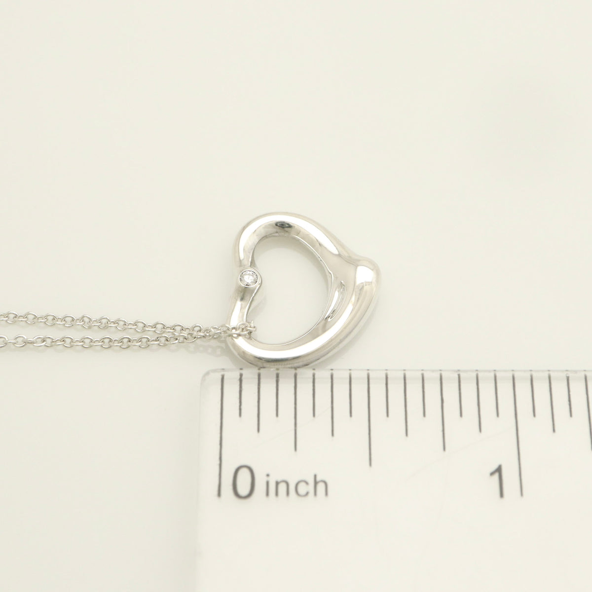 TIFFANY&Co. オープンハート 16mm 2P ダイヤモンド エルサペレッティ ネックレス AG925