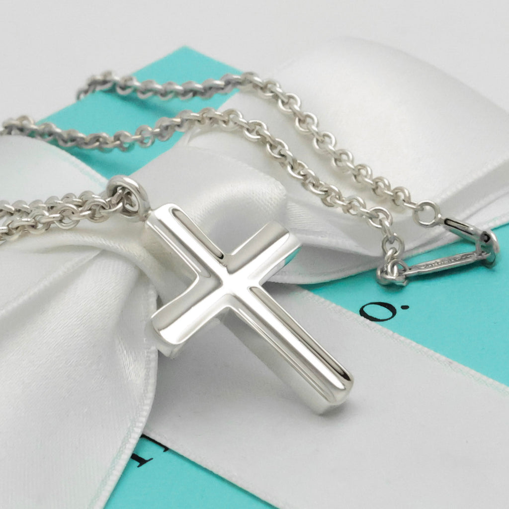  Tiffany & Co. Picasso Groove Cross Necklace Sterling Silver 925 