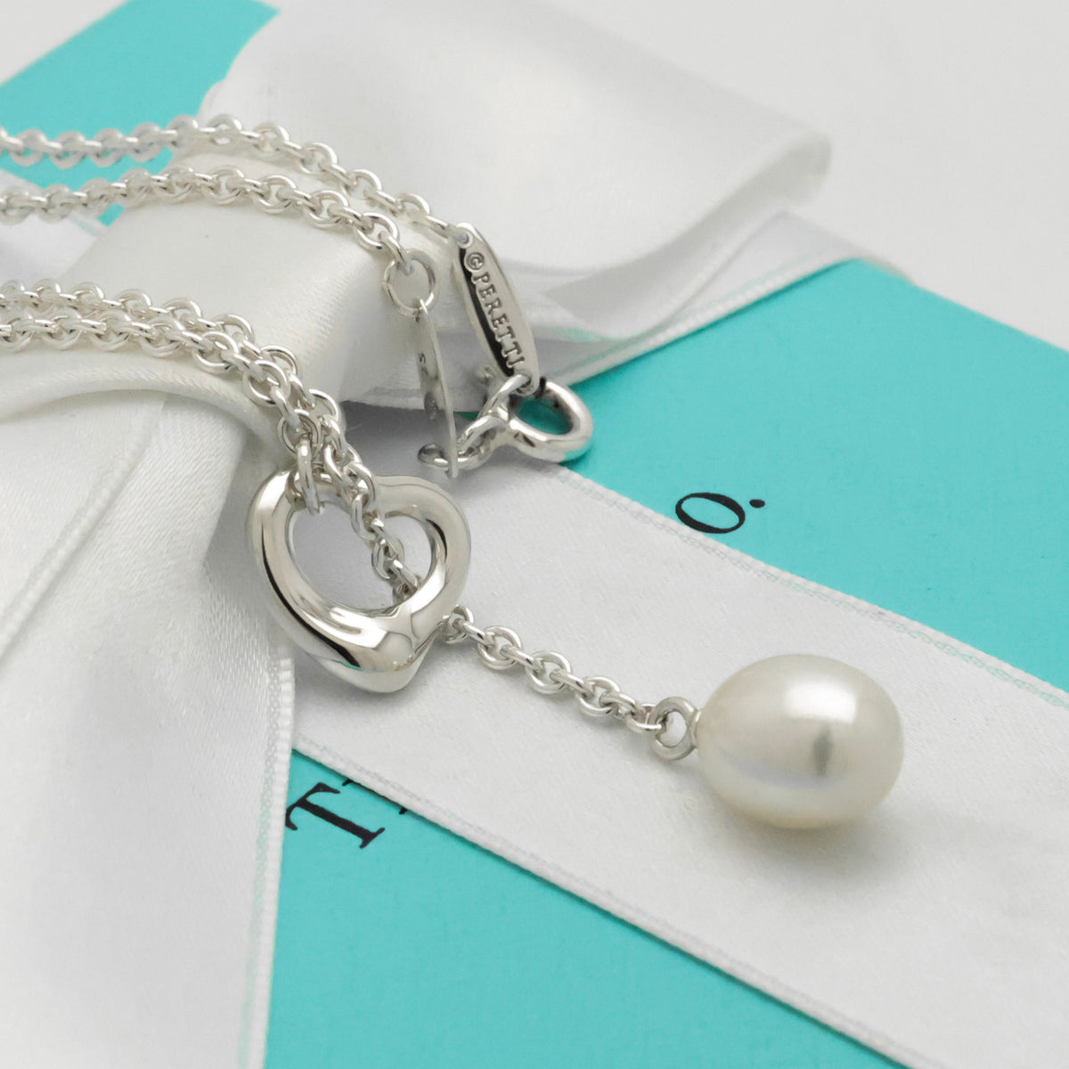 TIFFANY&Co. エルサ ペレッティ オープンハート ラリアット フレッシュウォーター パール ネックレス AG925