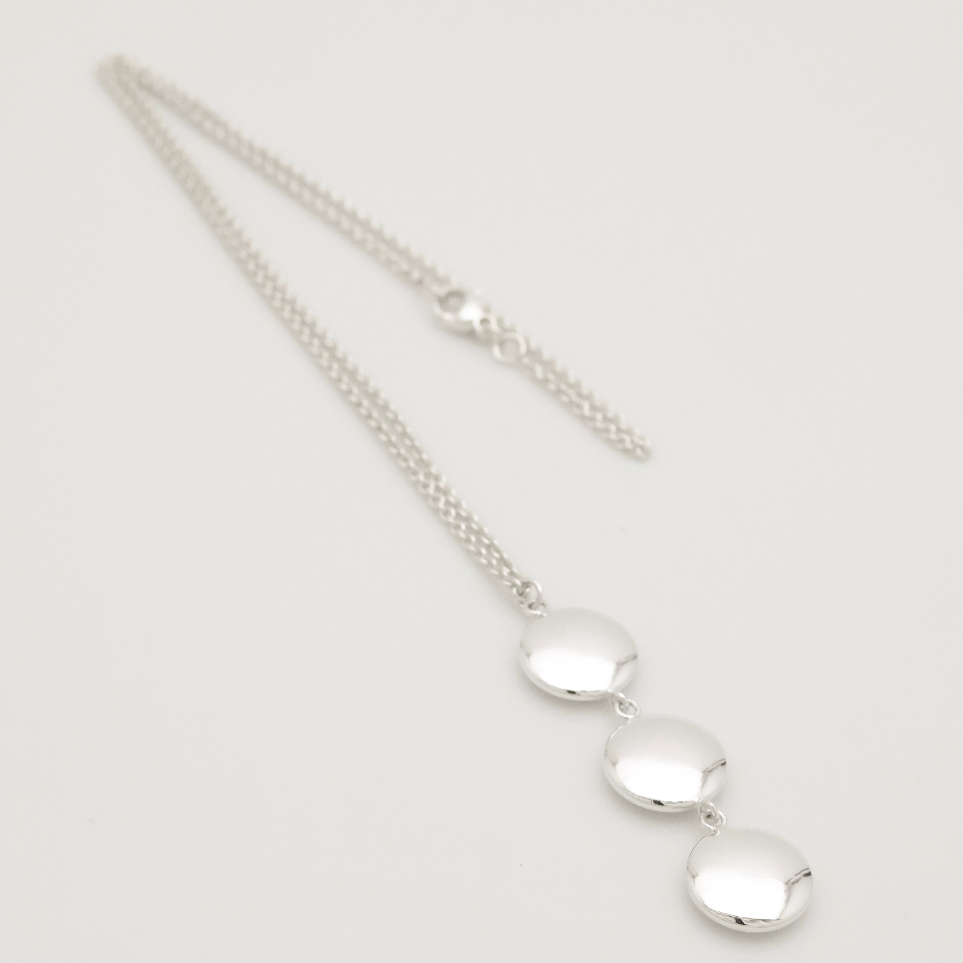 Tiffany & Co. Three Circle Drop Disk Pendant Dangle Necklace Sterling Silver 925