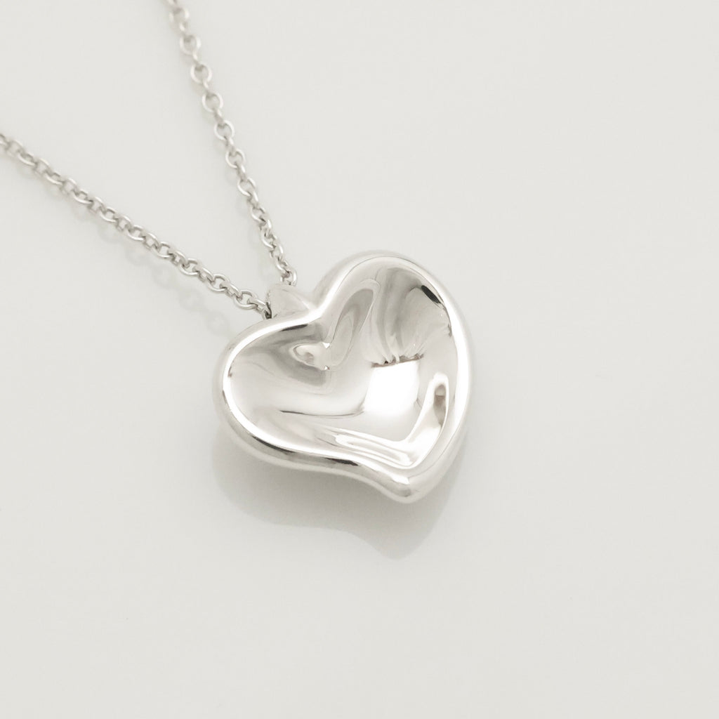 Tiffany & Co. Peretti Curved Full Heart Necklace Sterling Silver 925
