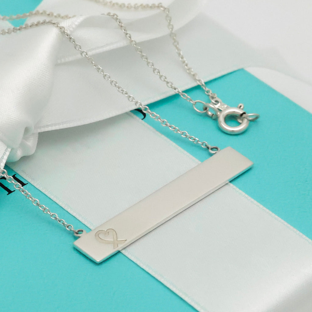 Tiffany & Co. Picasso Loving Heart Bar Necklace Sterling Silver 925