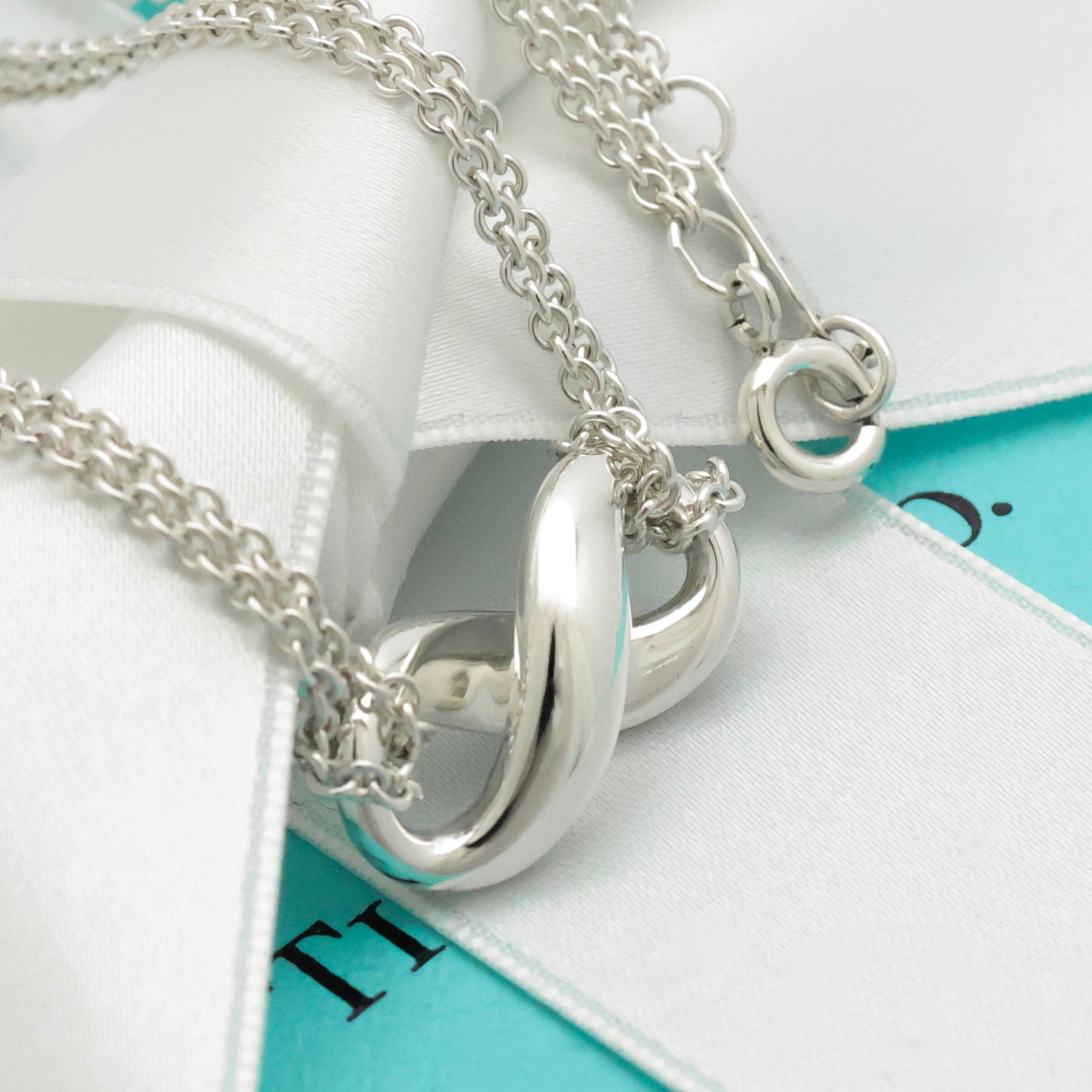 Tiffany & Co. Infinity Double Chain Necklace Sterling Silver 925