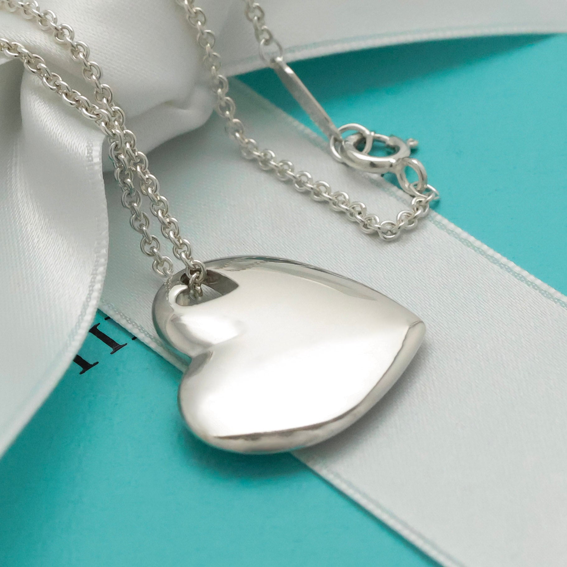 Tiffany & Co. Stencil Cutout Two Heart Necklace  Sterling Silver 925