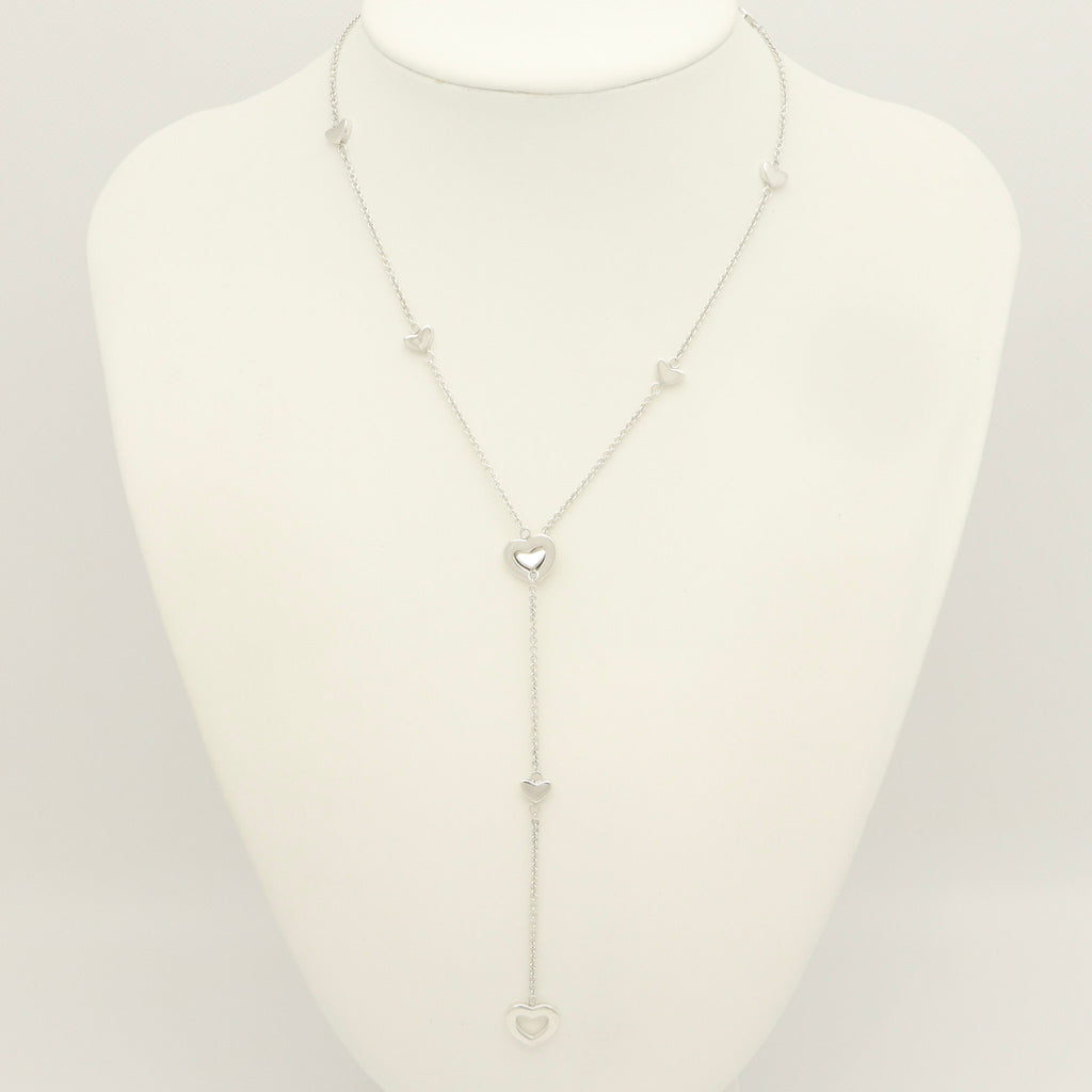Tiffany & Co. Heart Link Lariat Necklace Pendant Sterling Silver 925
