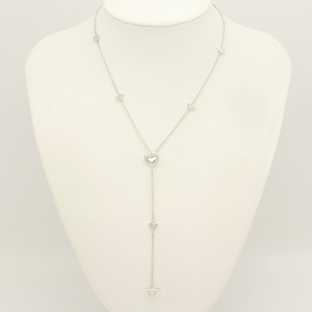 Tiffany & Co. Heart Link Lariat Necklace Pendant Sterling Silver 925