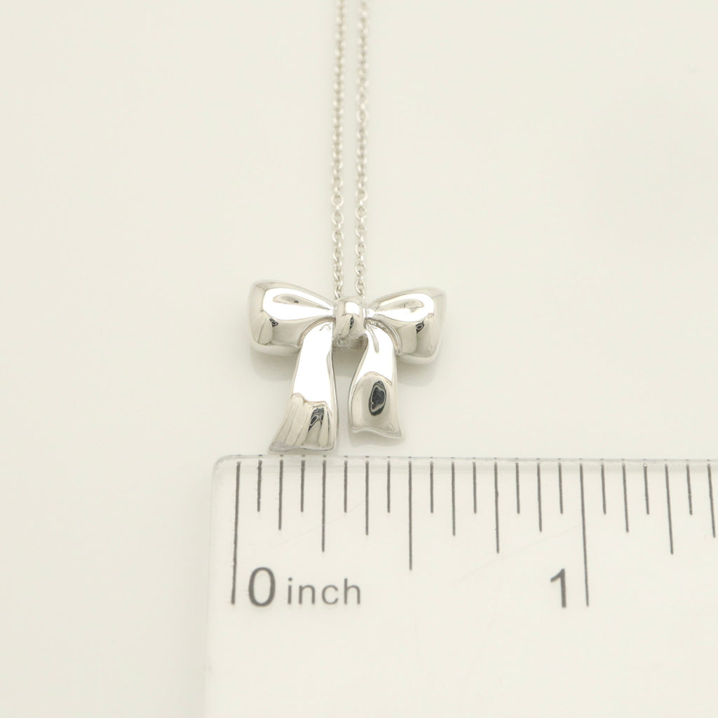 Tiffany & Co. Rare Bow Ribbon Necklace Pendant  Sterling Silver 925 