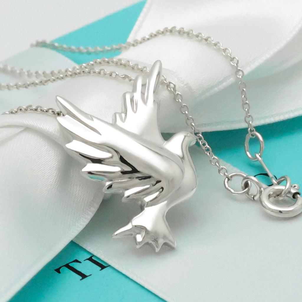 Tiffany & Co. Picasso Dove Bird Pendant Necklace Sterling Silver 925