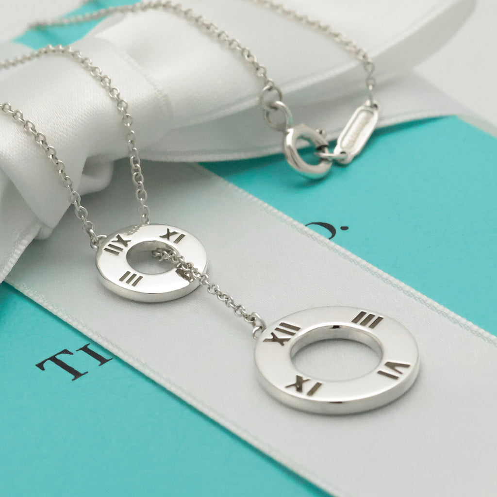Tiffany & Co. Atlas Round Circle Lariat Necklace Sterling Silver 925