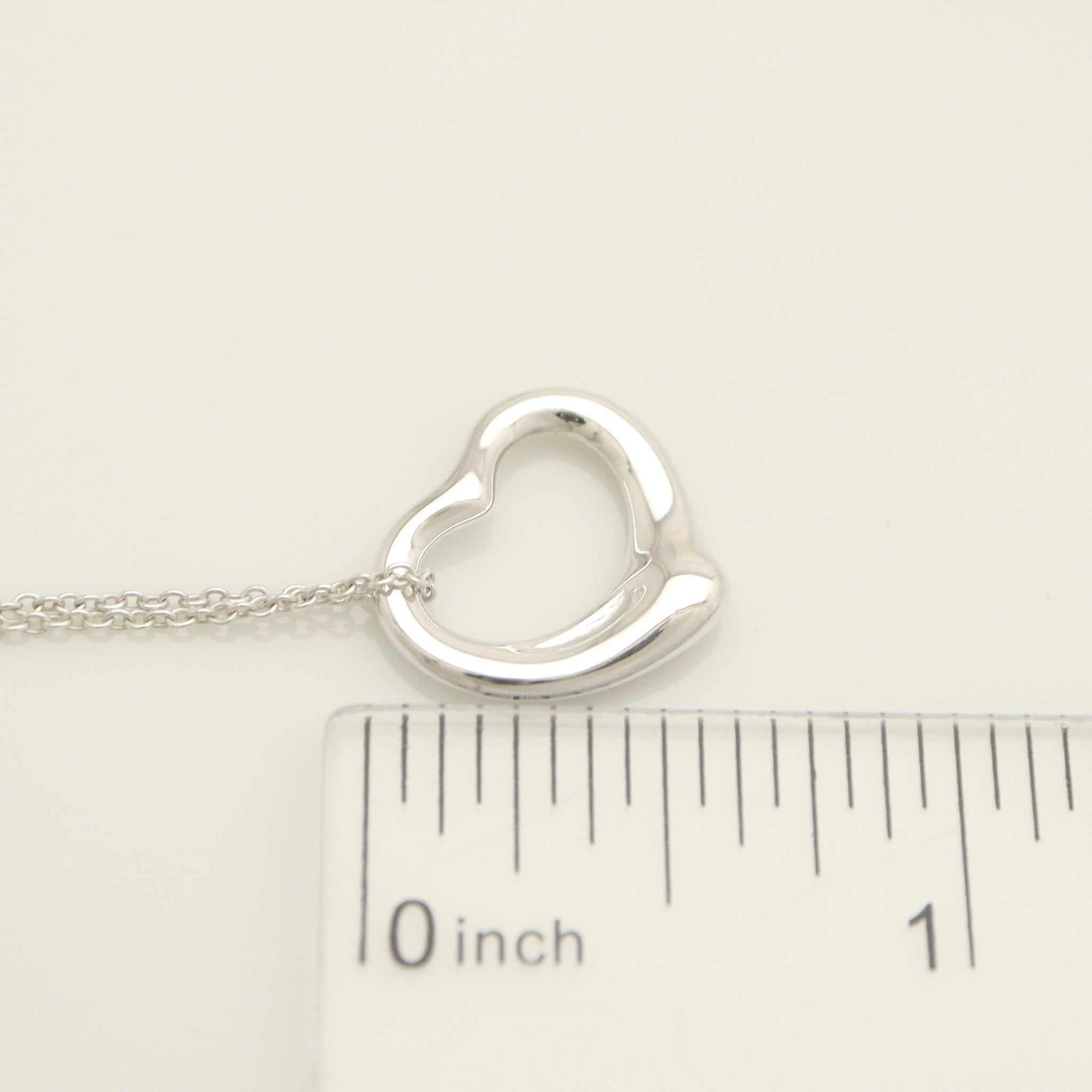 Tiffany & Co. Open Heart 16mm Pendant Necklace  Sterling Silver 925