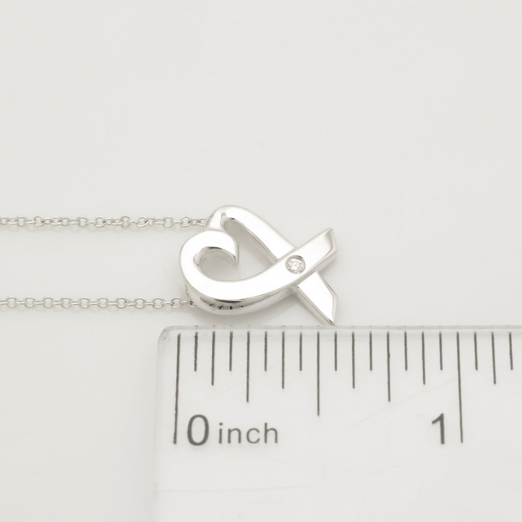 Tiffany & Co. Loving Heart Diamond Pendant Necklace Sterling Silver 925