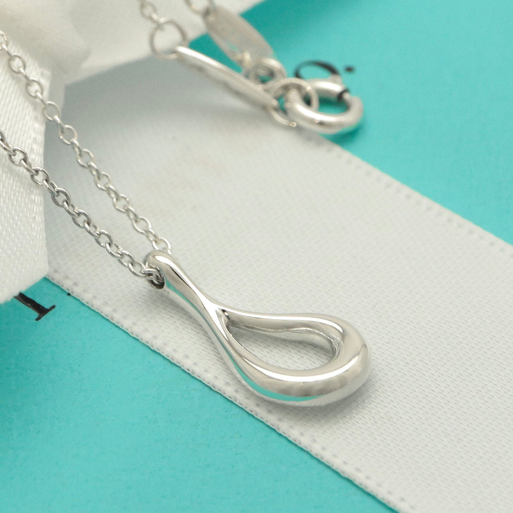  Tiffany & Co. Open Teardrop Necklace Pendant Sterling Silver 925 